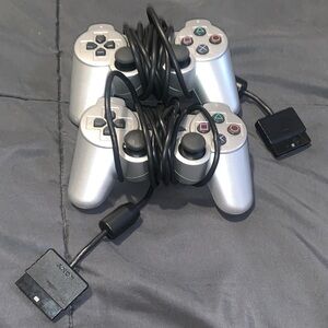 Sony Silver Dual Analog Wired Gamepad Pair